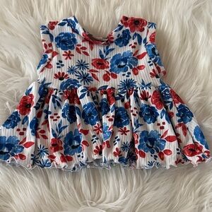 Floral Baby Top in Red and Blue